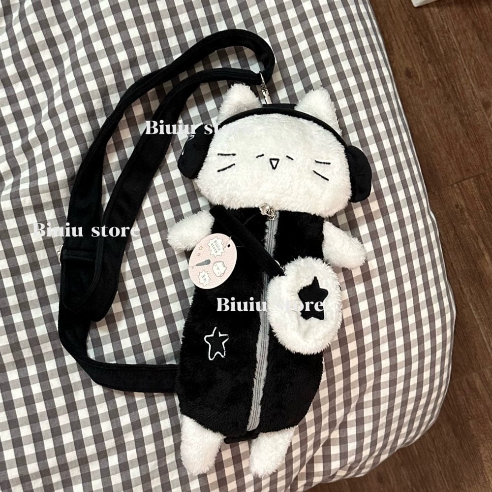 Plush Ribbit Cat Crossbody Bag - ArtGalleryZen