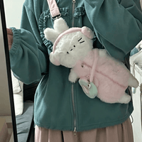 Thumbnail for Plush Ribbit Cat Crossbody Bag - ArtGalleryZen