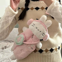 Thumbnail for Plush Ribbit Cat Crossbody Bag - ArtGalleryZen