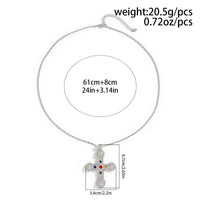 Thumbnail for Punk Chunky Rhinestone Inlaid Floral Cross Pendant Necklace - ArtGalleryZen