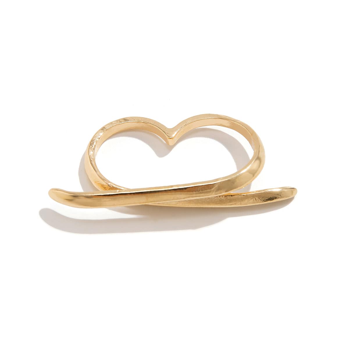 Punk Exaggerated Long Bar Double Finger Ring - ArtGalleryZen