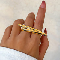 Thumbnail for Punk Exaggerated Long Bar Double Finger Ring - ArtGalleryZen