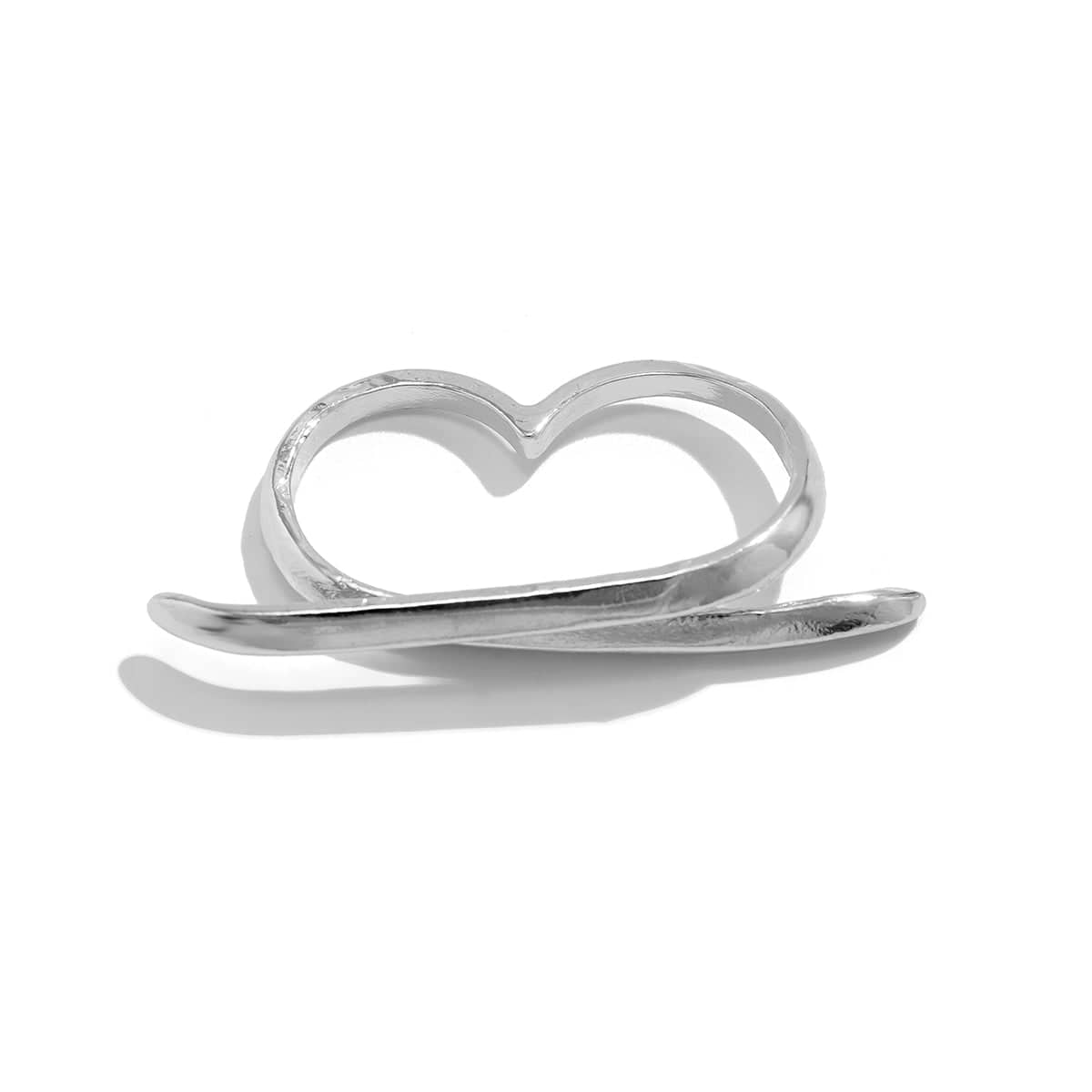 Punk Exaggerated Long Bar Double Finger Ring - ArtGalleryZen