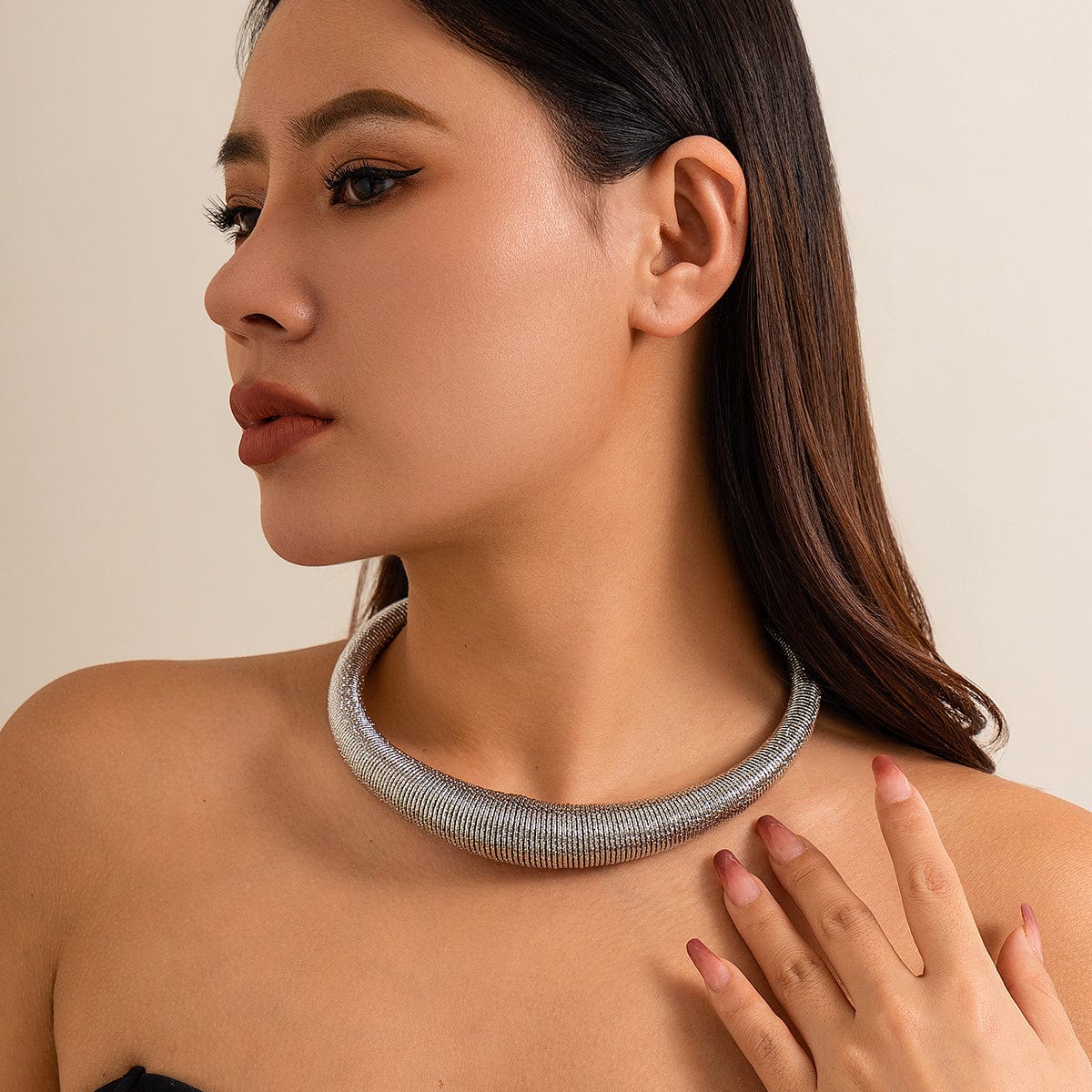 Punk Spring Metal Thick Chokers Collar Necklace - ArtGalleryZen