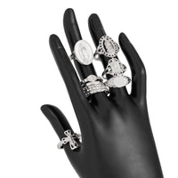 Thumbnail for Punk Style 10pcs Rhinestone Inlaid Hollow Oval Disk Cross Ring Set - ArtGalleryZen