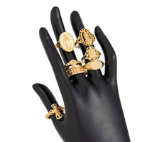 Thumbnail for Punk Style 10pcs Rhinestone Inlaid Hollow Oval Disk Cross Ring Set - ArtGalleryZen