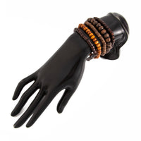 Thumbnail for Retro 5pcs Coconut Shell Wood Beaded Chain Bracelet Set - ArtGalleryZen