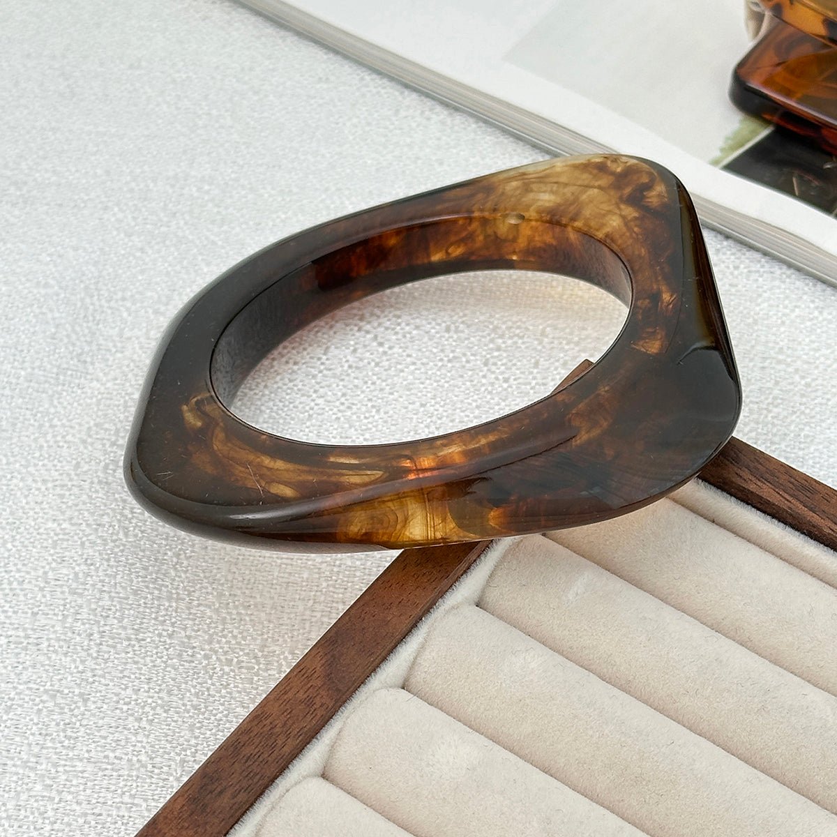 Retro Chunky Gradient Amber Bangle Bracelet Set - ArtGalleryZen
