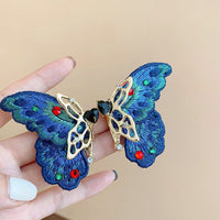 Thumbnail for Retro Chunky Rhinestone Inlaid Embroidery Butterfly Stud Earrings - ArtGalleryZen