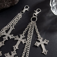 Thumbnail for Retro Layered Carved Cross Pendant Trouser Chain - ArtGalleryZen