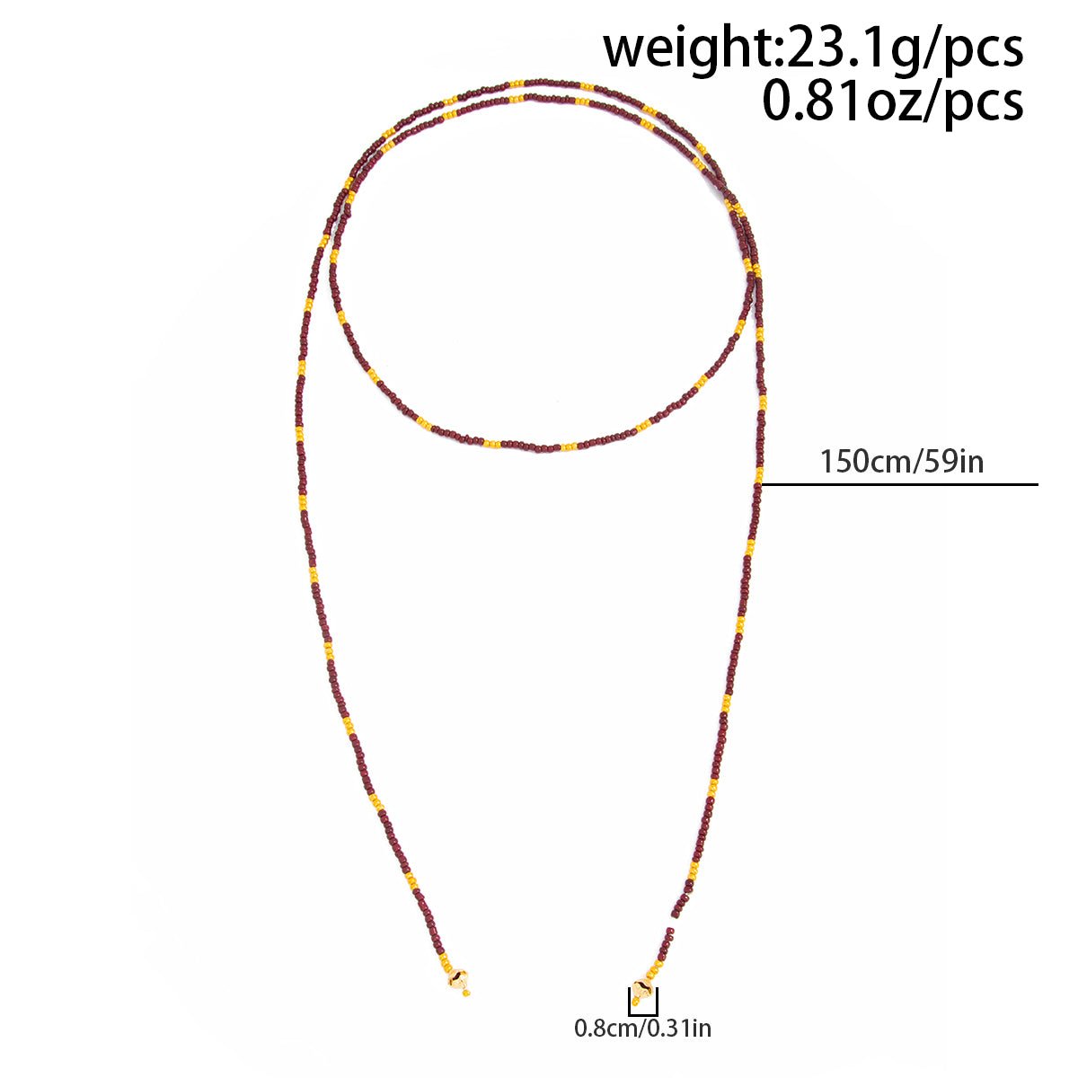 Retro Seed Beaded Long Chain Necklace - ArtGalleryZen