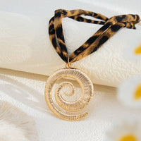 Thumbnail for Retro Spiral Pendant Leopard Choker Necklace - ArtGalleryZen