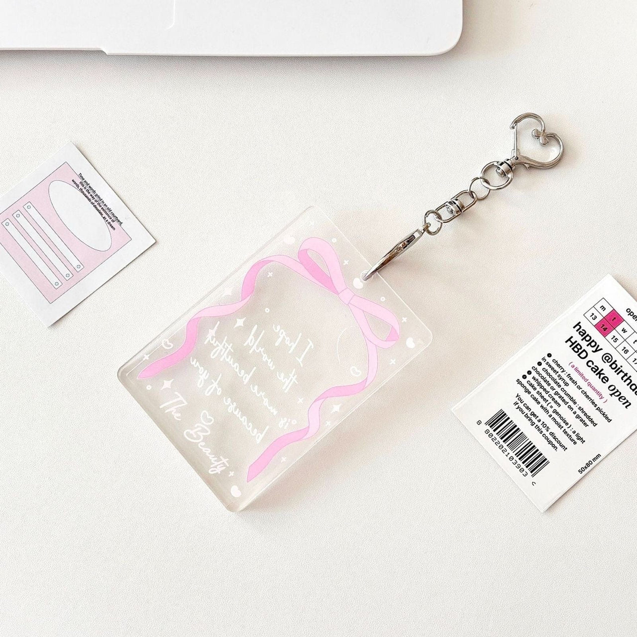 Ribbon Bowknot Kpop Keychain Acrylic Photocard Holder - ArtGalleryZen
