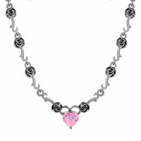 Thumbnail for Rose Heart Pendant Necklace - ArtGalleryZen