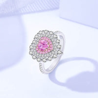Thumbnail for S925 Sterling Silver Diamond Heart Ring - ArtGalleryZen