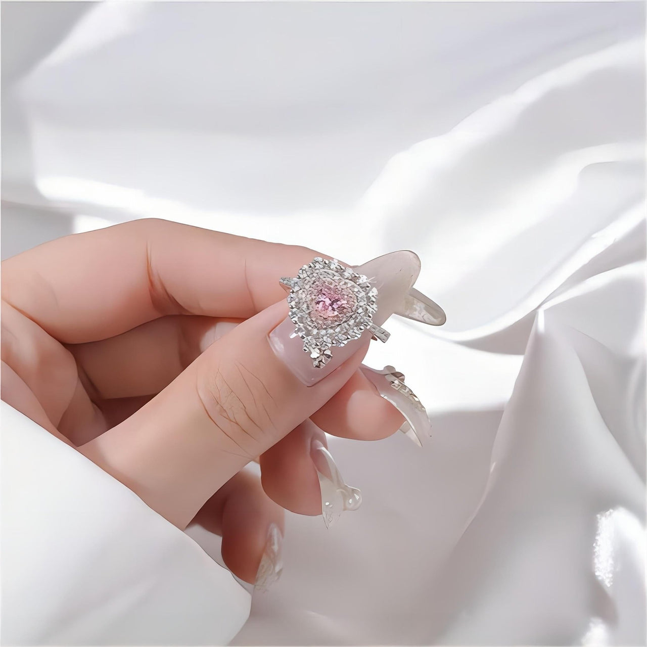 S925 Sterling Silver Diamond Heart Ring - ArtGalleryZen