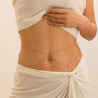 Thumbnail for Shining Layered CZ Inlaid Tassel Navel Piercing Belly Chain - ArtGalleryZen