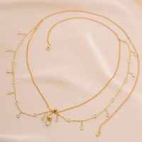 Thumbnail for Shining Layered CZ Inlaid Tassel Navel Piercing Belly Chain - ArtGalleryZen