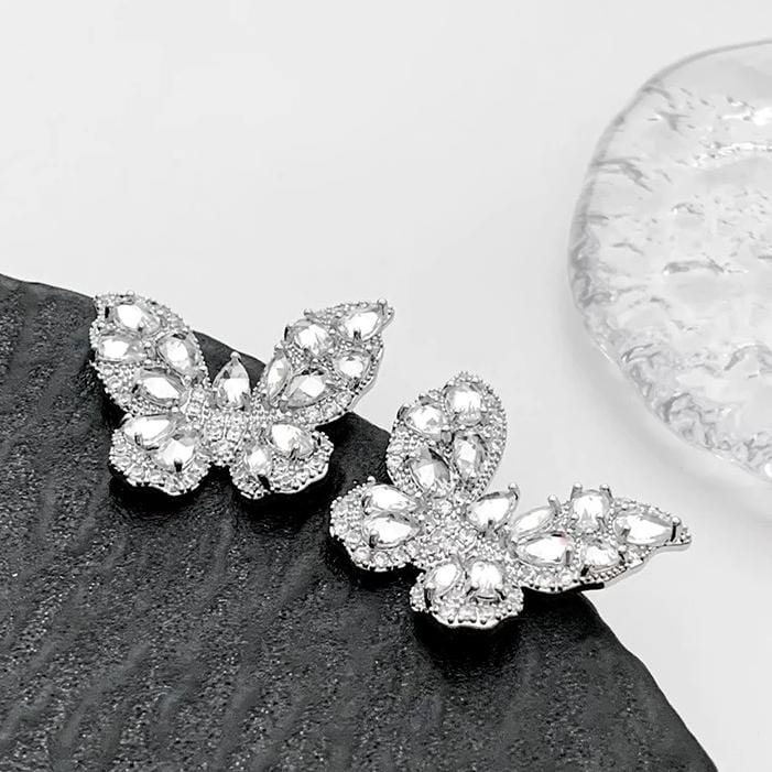 Sparkling Chunky CZ Inlaid Butterfly Stud Earrings - ArtGalleryZen