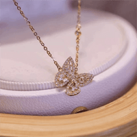 Thumbnail for Sparkling Crystal Rhinestone Inlaid Hollow Butterfly Necklace - ArtGalleryZen