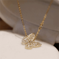 Thumbnail for Sparkling Crystal Rhinestone Inlaid Hollow Butterfly Necklace - ArtGalleryZen