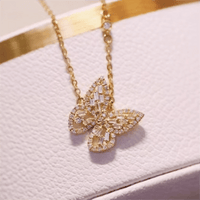 Thumbnail for Sparkling Crystal Rhinestone Inlaid Hollow Butterfly Necklace - ArtGalleryZen