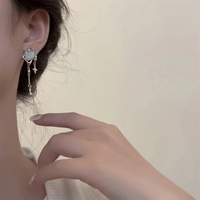 Thumbnail for Sparkling Irregular Heart Star Tassel Chain Earrings - ArtGalleryZen
