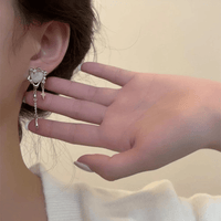 Thumbnail for Sparkling Irregular Heart Star Tassel Chain Earrings - ArtGalleryZen