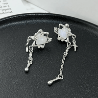 Thumbnail for Sparkling Irregular Heart Star Tassel Chain Earrings - ArtGalleryZen