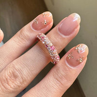 Thumbnail for Sparkling Pink CZ Inlaid Rose Gold Plated Stackable Ring Set - ArtGalleryZen