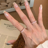 Thumbnail for Sparkling Pink CZ Inlaid Rose Gold Plated Stackable Ring Set - ArtGalleryZen