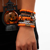 Thumbnail for Spooky 8Pcs Halloween Bat Skeleton Pumpkin Charm Letter Beaded Bracelet Set - ArtGalleryZen