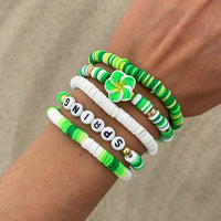 Thumbnail for Spring Themed Flower Letter Polymer Clay Beaded Bracelet Set - ArtGalleryZen