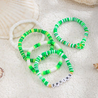 Thumbnail for Spring Themed Flower Letter Polymer Clay Beaded Bracelet Set - ArtGalleryZen