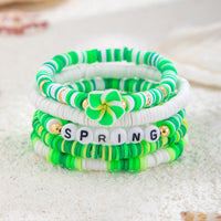 Thumbnail for Spring Themed Flower Letter Polymer Clay Beaded Bracelet Set - ArtGalleryZen