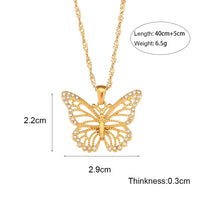 Thumbnail for Stainless Steel CZ Inlaid Gold Filled Hollowed-out Butterfly Necklace - ArtGalleryZen