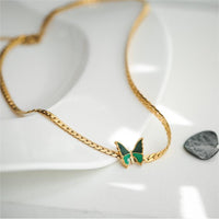 Thumbnail for Stainless Steel Gold Plated Enamel Butterfly Necklace - ArtGalleryZen