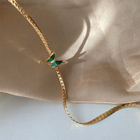 Thumbnail for Stainless Steel Gold Plated Enamel Butterfly Necklace - ArtGalleryZen