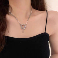 Thumbnail for Stainless Steel Rhinestone Melting Heart Necklace - ArtGalleryZen