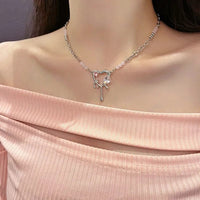 Thumbnail for Stainless Steel Rhinestone Melting Heart Necklace - ArtGalleryZen