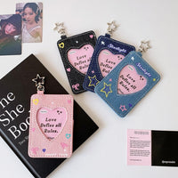 Thumbnail for Starlight Heart Denim Kpop Keychain Photocard Holder - ArtGalleryZen
