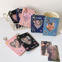 Thumbnail for Starlight Heart Denim Kpop Keychain Photocard Holder - ArtGalleryZen