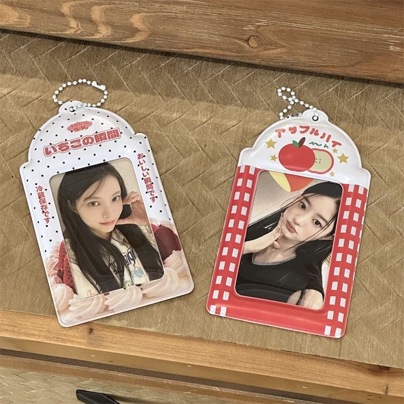 Strawberry Cream Cake Apple Kpop Keychain Photocard Holder - ArtGalleryZen