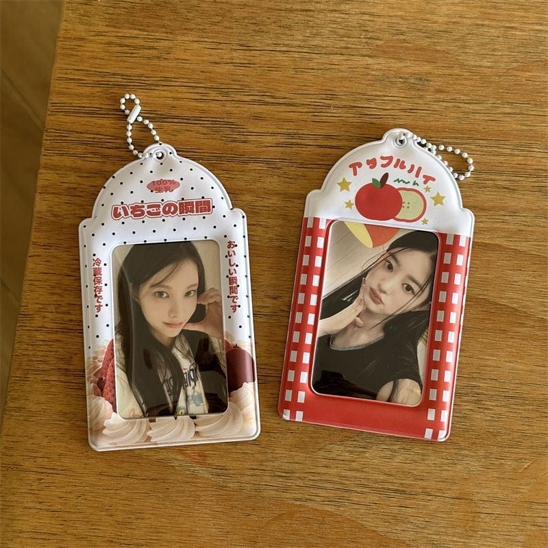 Strawberry Cream Cake Apple Kpop Keychain Photocard Holder - ArtGalleryZen