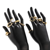 Thumbnail for Stylish 12pcs Irregular Pearl Waterdrop Hollow Curved Ring Set - ArtGalleryZen
