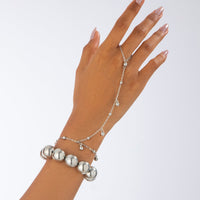 Thumbnail for Stylish 2pcs Ball Chain Finger Ring Bracelet Set - ArtGalleryZen
