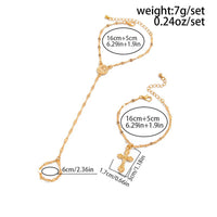 Thumbnail for Stylish 2pcs Cross Oval Disk Charm Finger Ring Bracelet Set - ArtGalleryZen