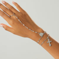 Thumbnail for Stylish 2pcs Cross Oval Disk Charm Finger Ring Bracelet Set - ArtGalleryZen