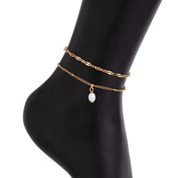 Thumbnail for Stylish 2pcs Pearl Charm Saturn Chain Anklet Set - ArtGalleryZen
