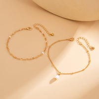 Thumbnail for Stylish 2pcs Pearl Charm Saturn Chain Anklet Set - ArtGalleryZen